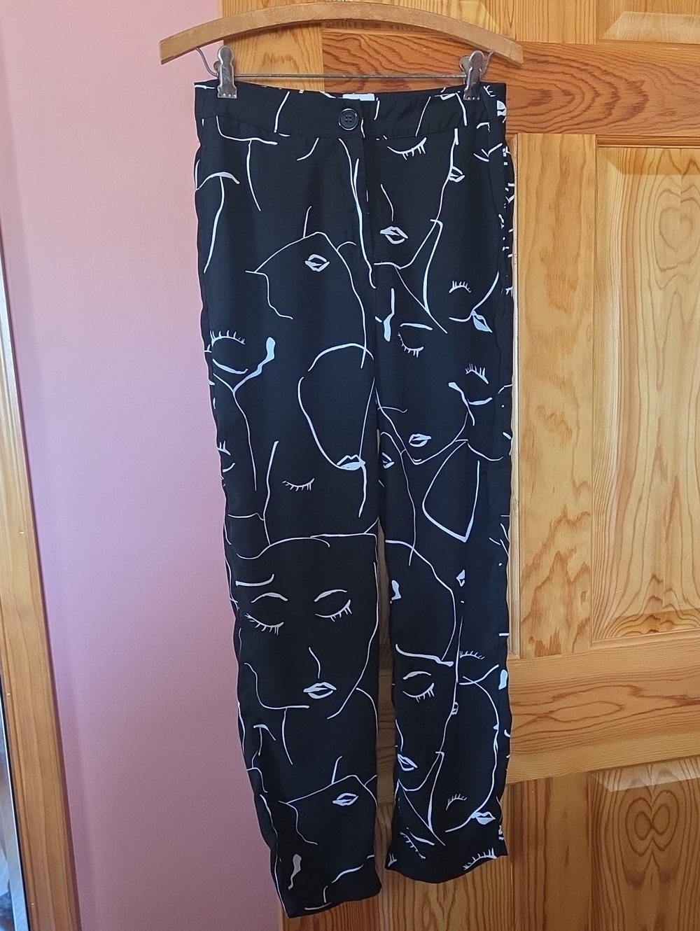 Princess Polly Zavia Pants with White Abstract Face Print